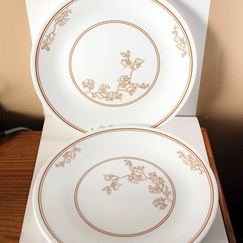 Lot of 5  Corelle Oriental Wood Dinner Plate 10.25"